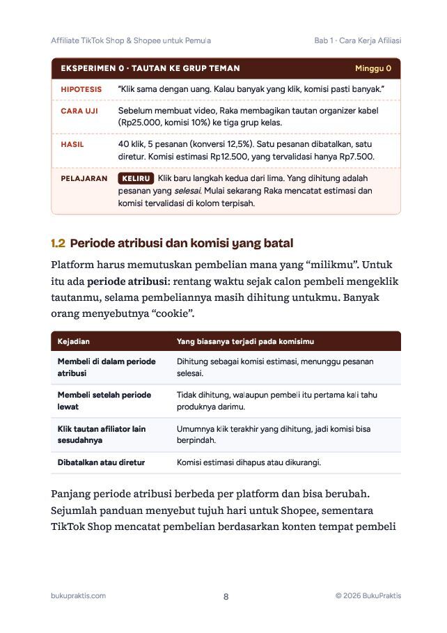 Contoh halaman Affiliate TikTok Shop & Shopee untuk Pemula