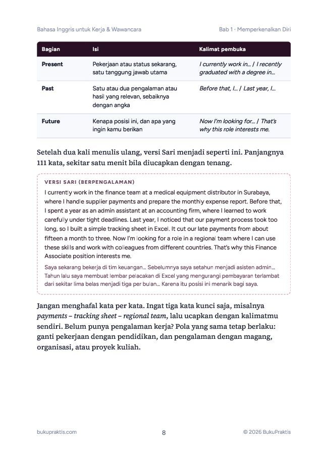 Contoh halaman Bahasa Inggris untuk Kerja & Wawancara