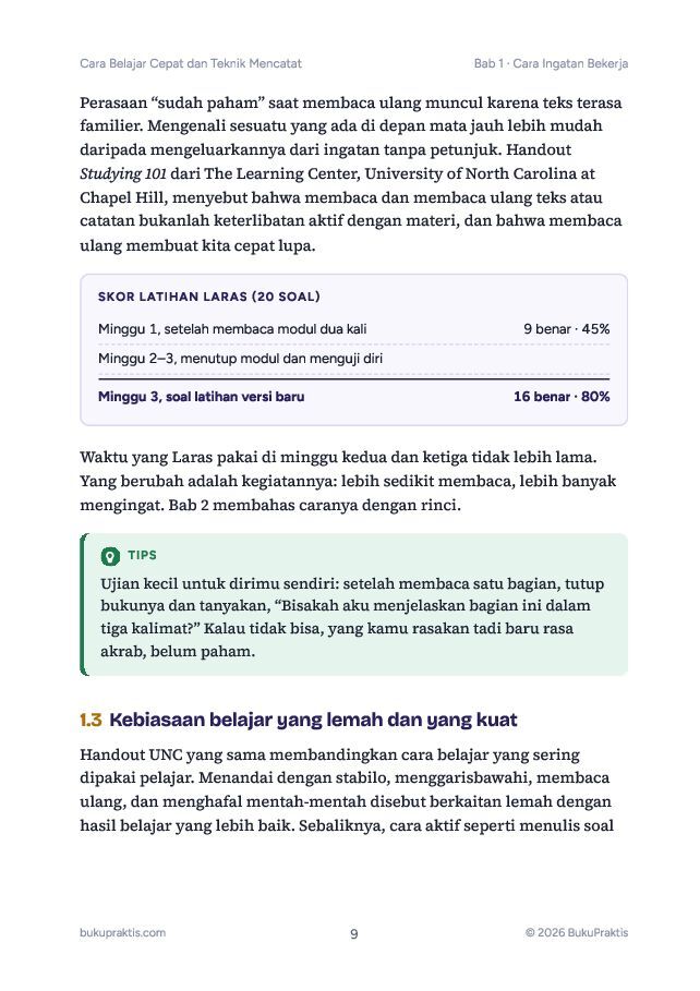 Contoh halaman Cara Belajar Cepat dan Teknik Mencatat