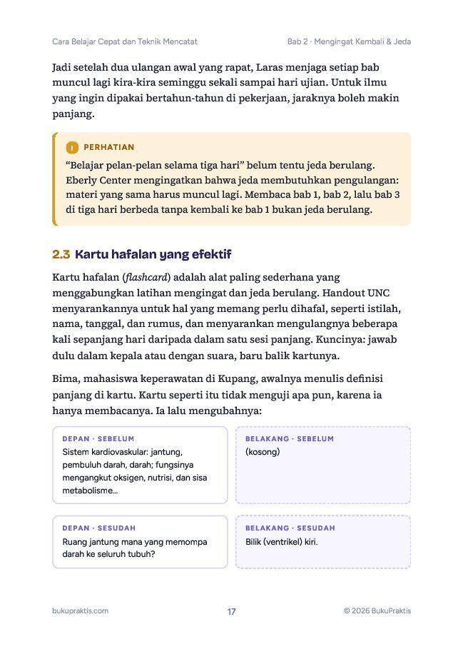 Contoh halaman Cara Belajar Cepat dan Teknik Mencatat