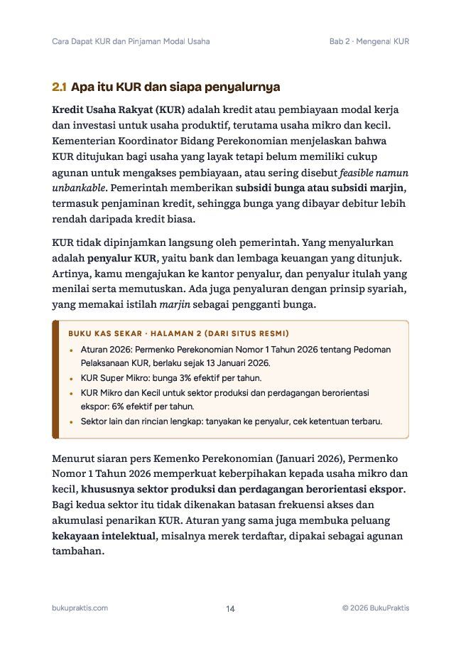 Contoh halaman Cara Dapat KUR dan Pinjaman Modal Usaha
