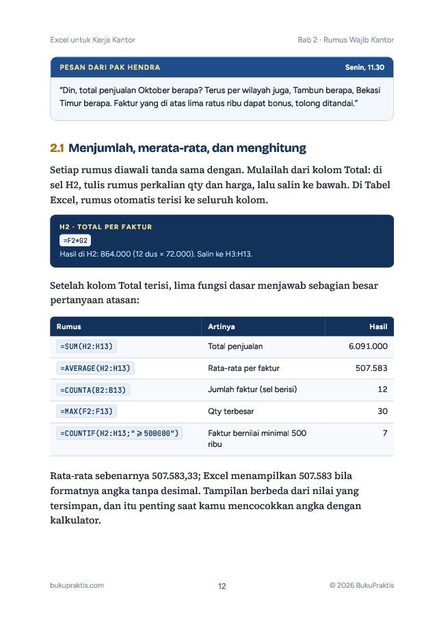 Contoh halaman Excel untuk Kerja Kantor