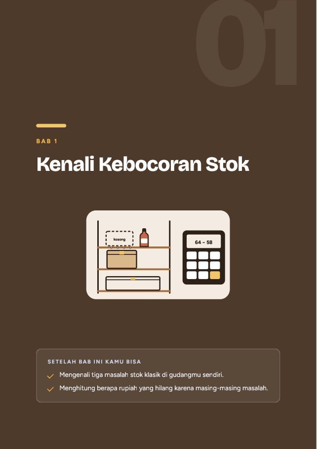 Contoh halaman Kelola Stok dan Gudang Rumahan