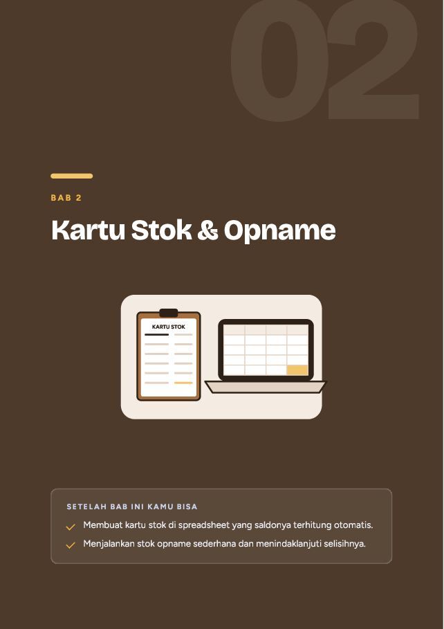 Contoh halaman Kelola Stok dan Gudang Rumahan