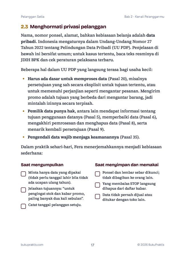 Contoh halaman Pelanggan Setia: Program Member dan Repeat Order