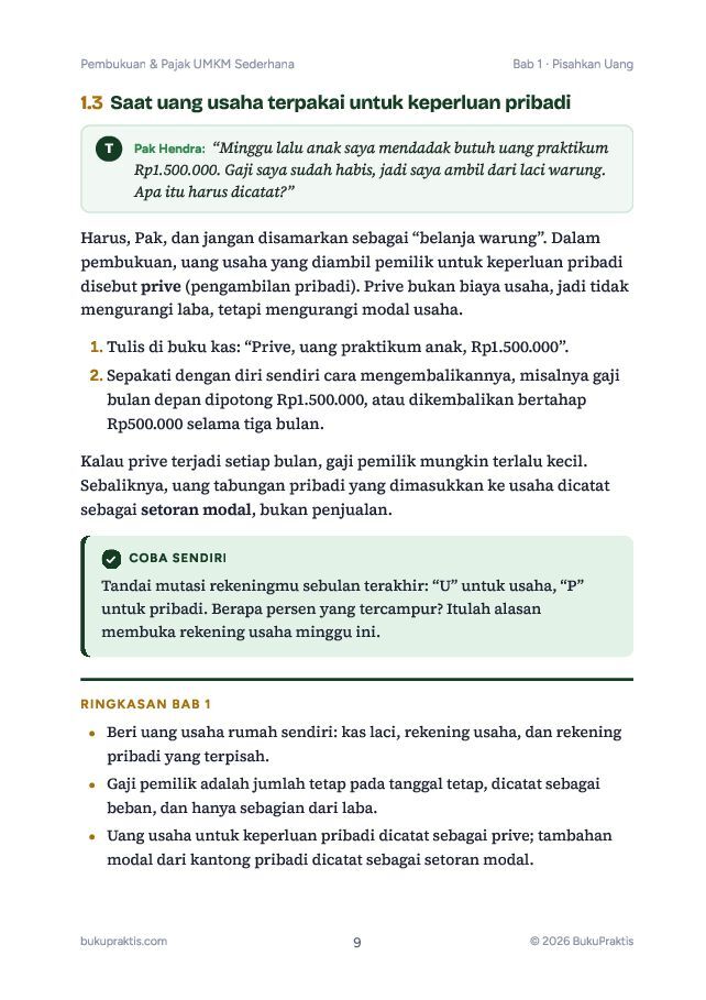 Contoh halaman Pembukuan & Pajak UMKM Sederhana