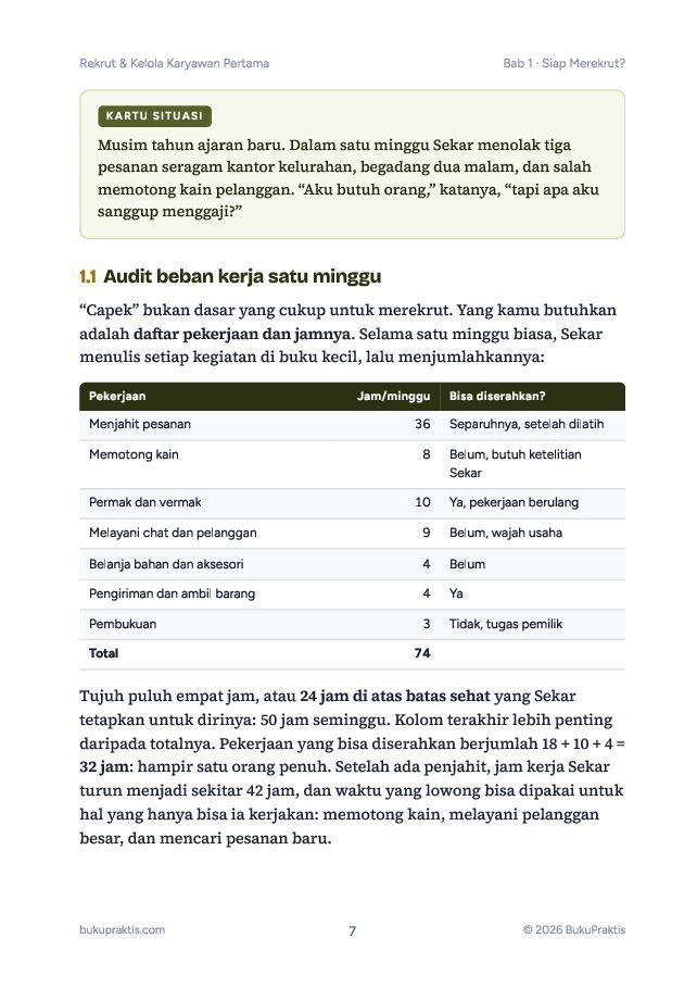 Contoh halaman Rekrut & Kelola Karyawan Pertama