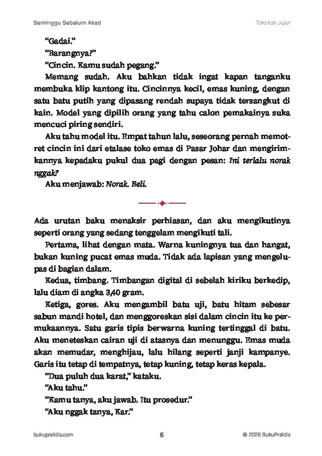 Contoh halaman Seminggu Sebelum Akad