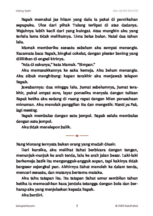 Contoh halaman Utang Ayah