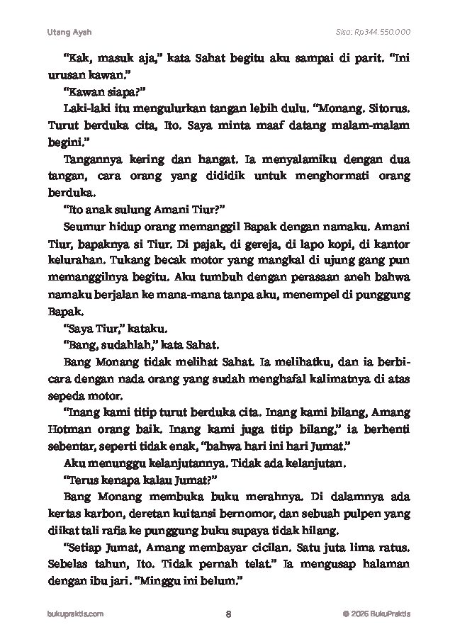 Contoh halaman Utang Ayah